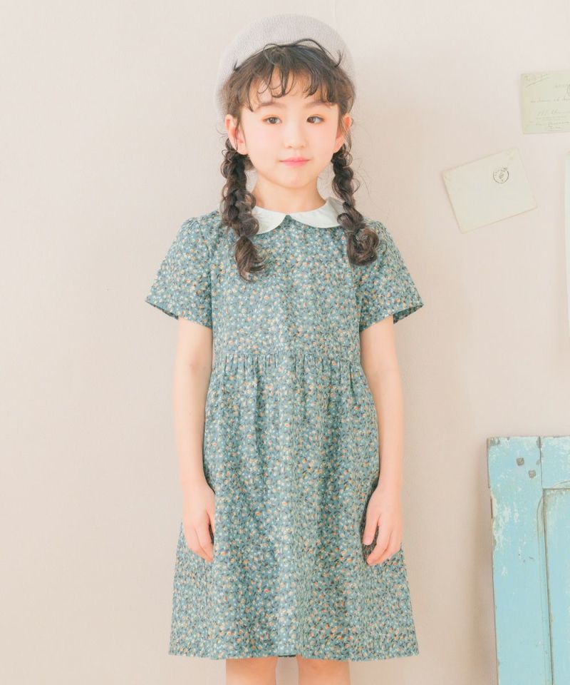 子供服 女の子 花柄 ギャザー 襟付き ワンピース