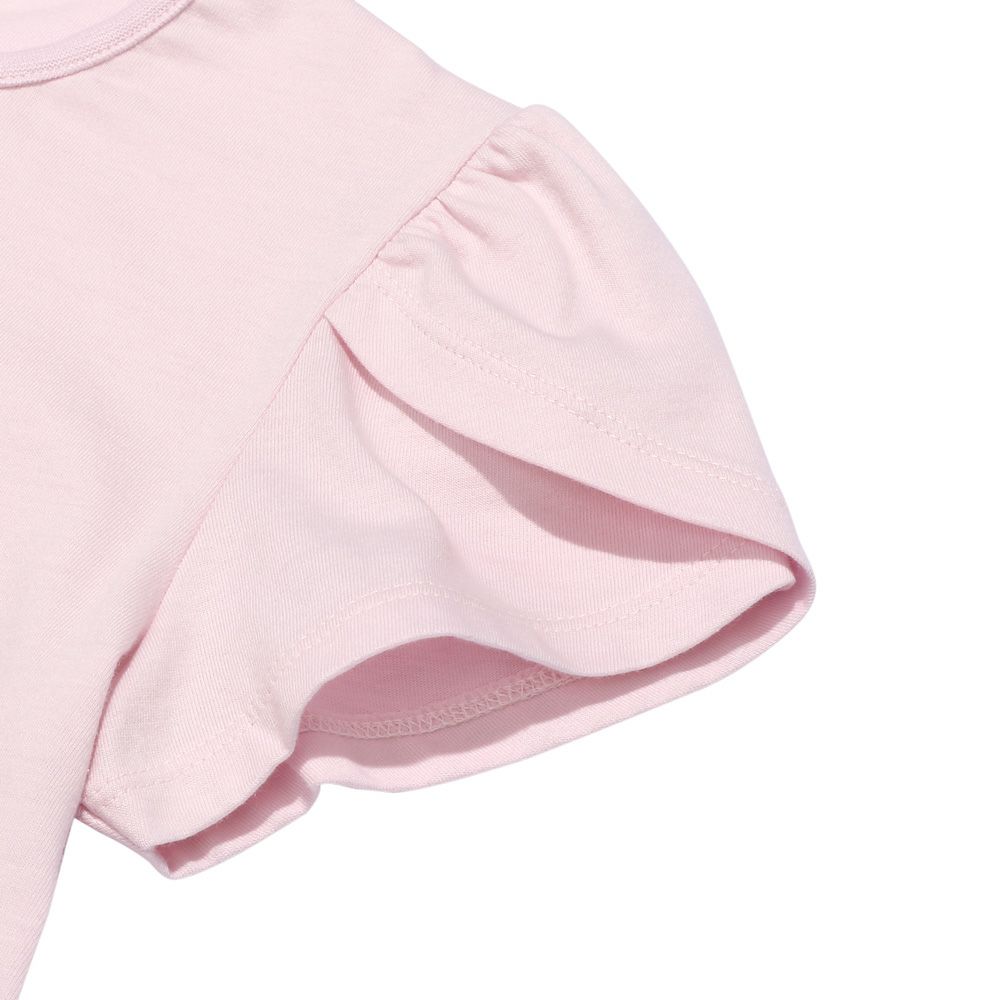 ベビー服 女の子 綿100％ お花 プリント チューリップ袖 Tシャツ ピンク(02) デザインポイント2