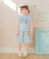 ベビー服 女の子 綿100％ お花 プリント チューリップ袖 Tシャツ ブルー(61) モデル画像アップ