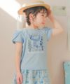 ベビー服 女の子 綿100％ お花 プリント チューリップ袖 Tシャツ ブルー(61) モデル画像1