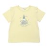 ベビー服 女の子 綿100％  女の子 プリント フリル袖 Tシャツ イエロー(04) 正面