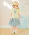 ベビー服 女の子 綿100％  女の子 プリント フリル袖 Tシャツ イエロー(04) モデル画像アップ