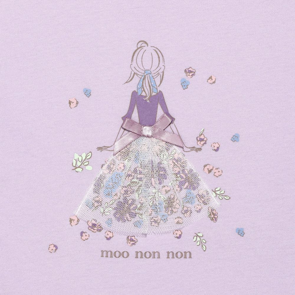 ベビー服 女の子 綿100％  女の子 プリント フリル袖 Tシャツ パープル(91) デザインポイント1