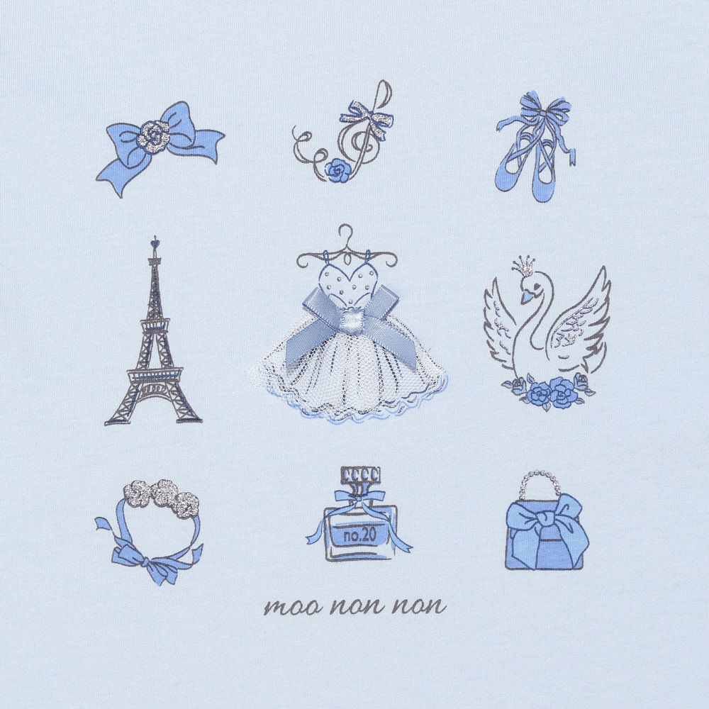 子供服 女の子 綿100％ バレエ＆小物プリント Tシャツ ブルー(61) デザインポイント1