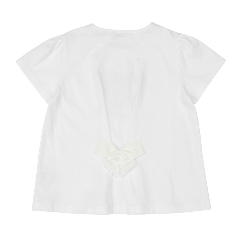 ベビー服 女の子 綿100％ ハート 花柄 Tシャツ オフホワイト(11) 背面