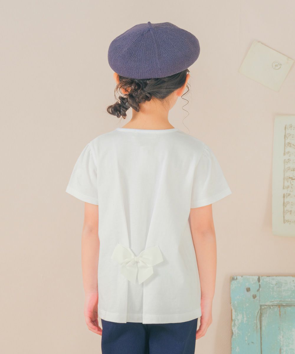 ベビー服 女の子 綿100％ ハート 花柄 Tシャツ オフホワイト(11) モデル画像2