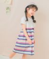 ベビー服 女の子 襟付き ボーダー ドッキングワンピース オフホワイト(11) モデル画像4