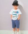 ベビー服 男の子 綿100％ 電車＆トンネル ワッペン Tシャツ オフホワイト(11) モデル画像アップ