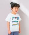 ベビー服 男の子 綿100％ 電車＆トンネル ワッペン Tシャツ オフホワイト(11) モデル画像全身