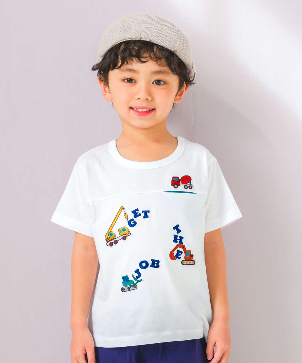 ベビー服 男の子 働く車 刺繍ワッペン Tシャツ
