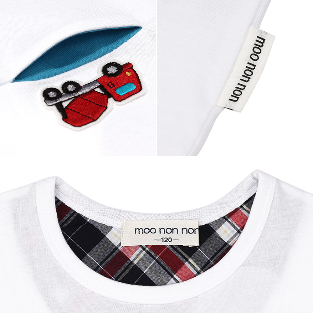 ベビー服 男の子 働く車 刺繍ワッペン Tシャツ オフホワイト(11) デザインポイント2