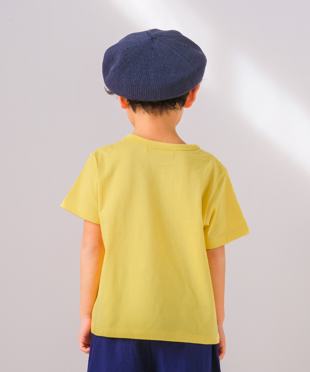 ベビー服 男の子 綿100％ 電車 乗り物 刺繍ワッペン Tシャツ イエロー(04) モデル画像3