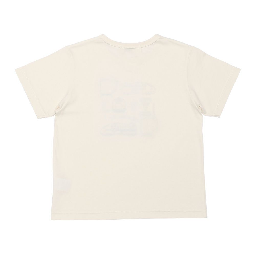 ベビー服 男の子 綿100％ 電車 乗り物 刺繍ワッペン Tシャツ アイボリー(12) 背面