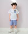 ベビー服 男の子 恐竜 刺繍 ポケット Tシャツ オフホワイト(11) モデル画像アップ