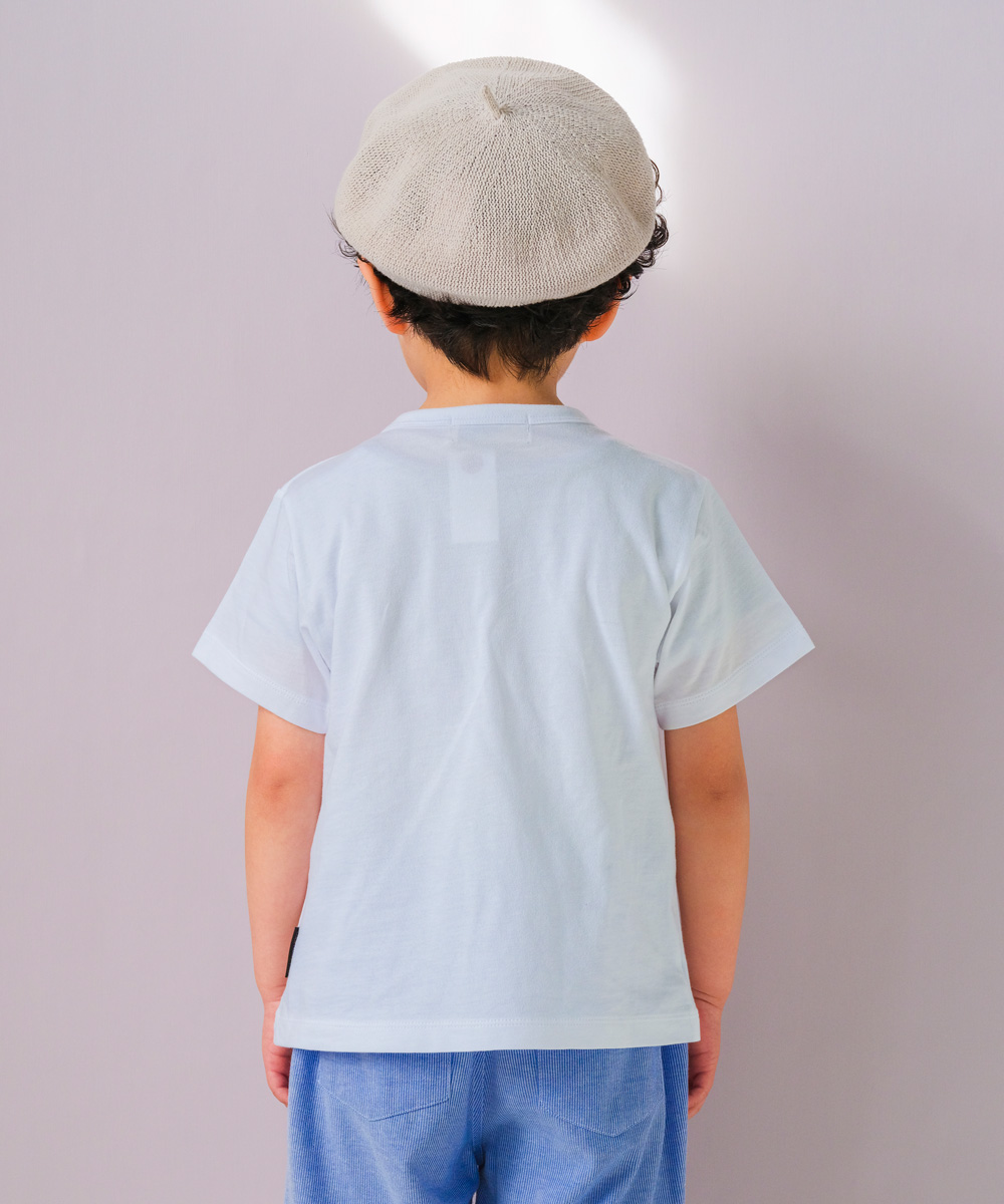 ベビー服 男の子 恐竜 刺繍 ポケット Tシャツ オフホワイト(11) モデル画像2