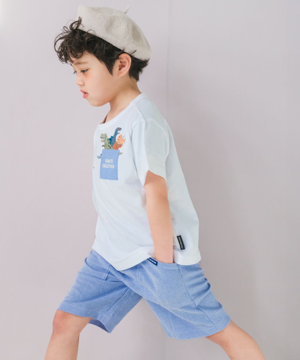 ベビー服 男の子 恐竜 刺繍 ポケット Tシャツ オフホワイト(11) モデル画像4