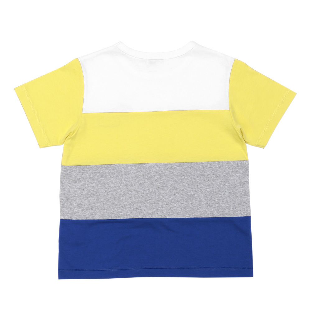 子供服 男の子 綿100％ 4色切り替え カラフル Tシャツ イエロー(04) 背面