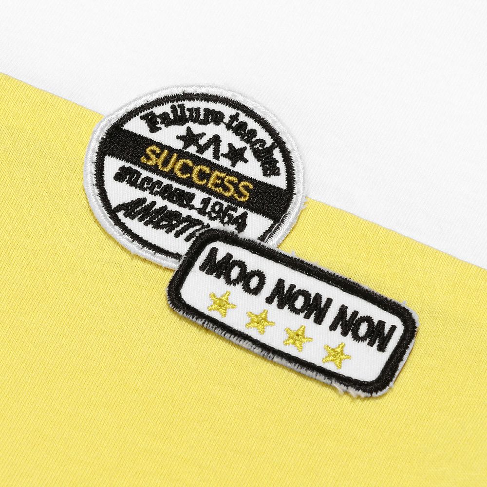 子供服 男の子 綿100％ 4色切り替え カラフル Tシャツ イエロー(04) デザインポイント1