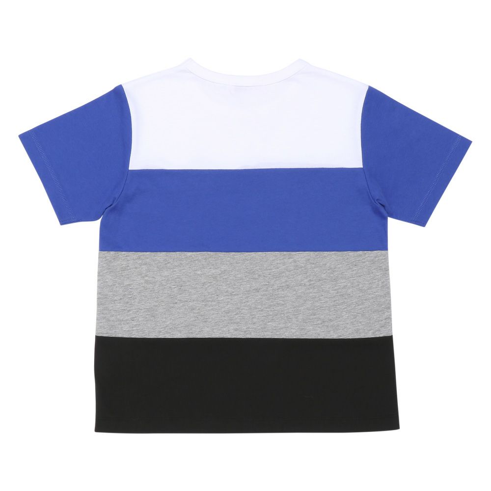 子供服 男の子 綿100％ 4色切り替え カラフル Tシャツ ブルー(61) 背面