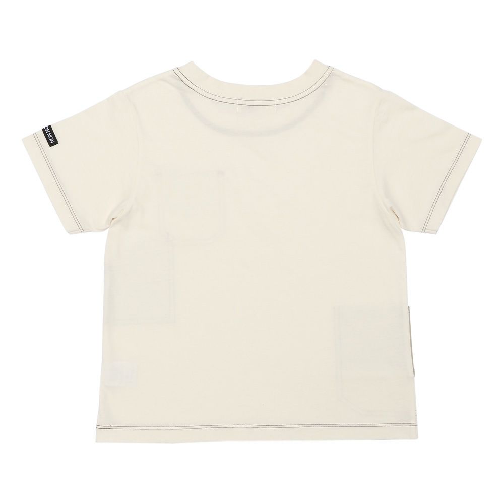 ベビー服 男の子 綿100％  ロゴ ワッペン ポケット付き Tシャツ アイボリー(12) 背面