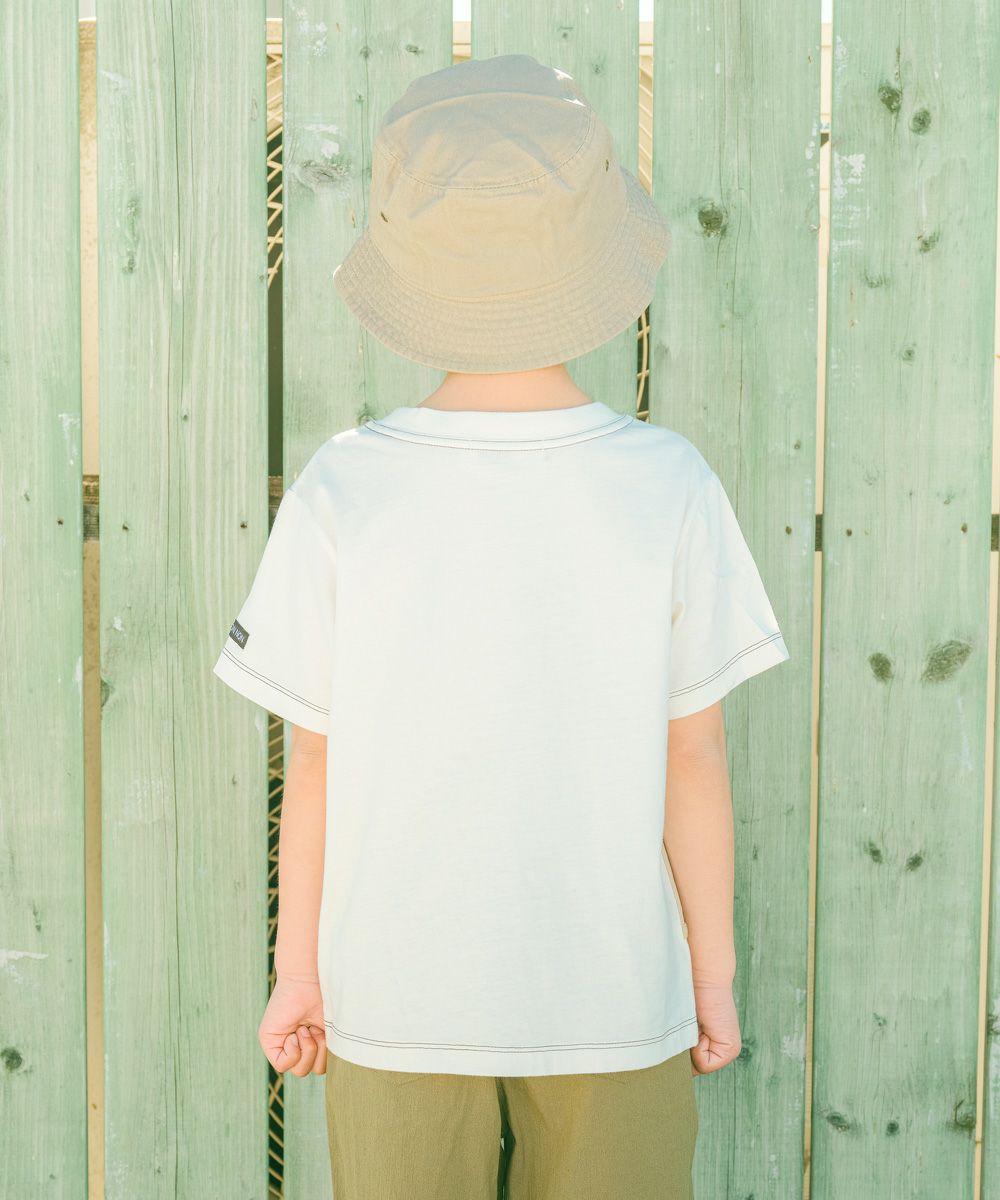 ベビー服 男の子 綿100％  ロゴ ワッペン ポケット付き Tシャツ アイボリー(12) 