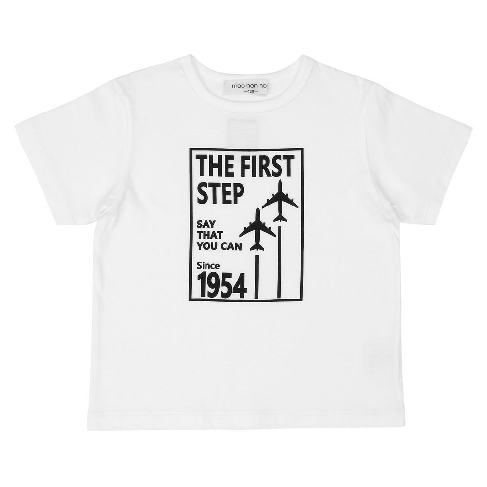 ベビー服 男の子 綿100％ 飛行機 ロゴ プリント Tシャツ オフホワイト(11) 正面