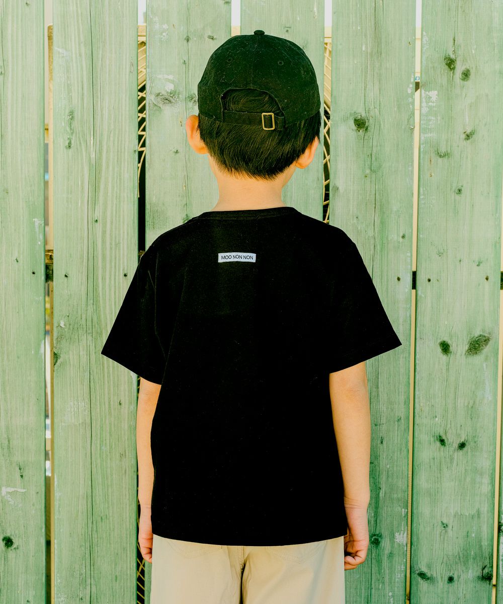 子供服 男の子 綿100％ ストライプ ロゴ刺繍 Tシャツ ブラック(00) 
