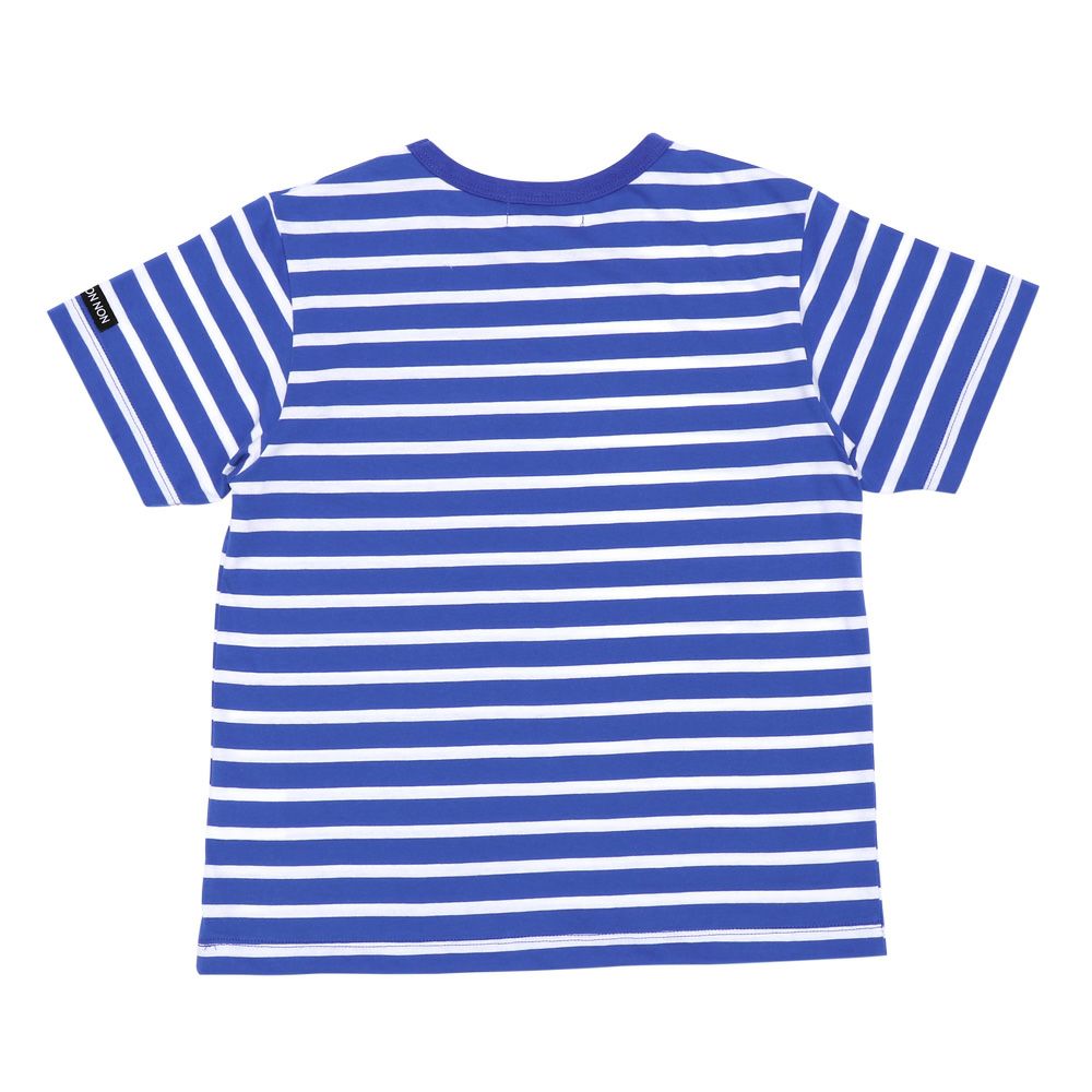 ベビー服 男の子 綿100％ ボーダー 飛行機 刺繍ポケット Tシャツ ブルー(61) 背面