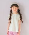 ベビー服 女の子 バックリボン お花レース 切替 Tシャツ オフホワイト(11) モデル画像アップ