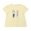 子供服 女の子 綿100％ お洋服プリント リボン Tシャツ イエロー(04) 正面