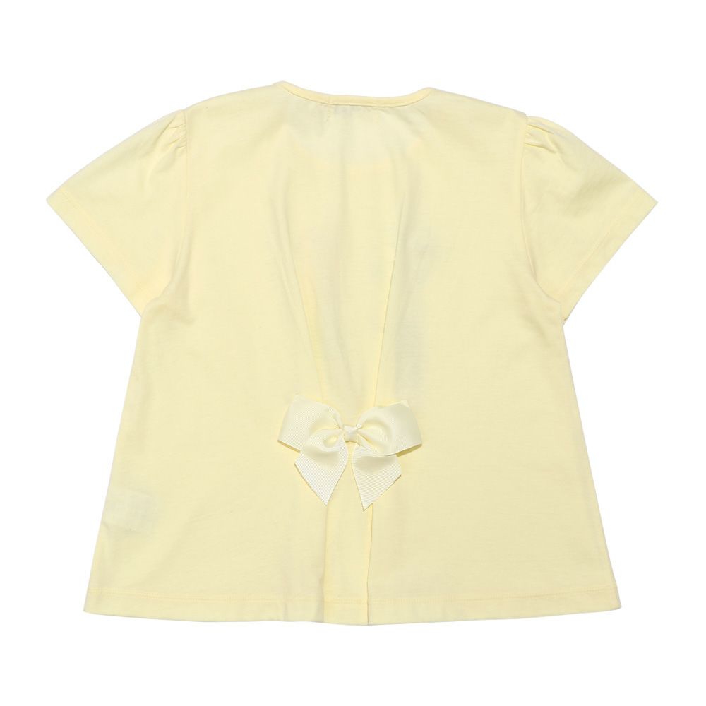 子供服 女の子 綿100％ お洋服プリント リボン Tシャツ イエロー(04) 背面