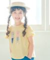 子供服 女の子 綿100％ お洋服プリント リボン Tシャツ イエロー(04) モデル画像アップ