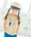 子供服 女の子 綿100％ お洋服プリント リボン Tシャツ イエロー(04) モデル画像1