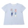 子供服 女の子 綿100％ お洋服プリント リボン Tシャツ ブルー(61) 正面