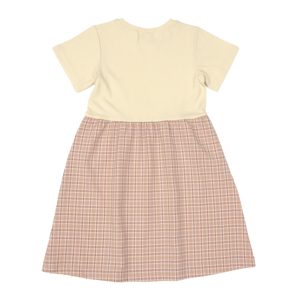 子供服 女の子 チェック柄＆飾りボタン付き　ワンピース ピンク(02) 背面