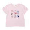 子供服 女の子 綿100％ 小物モチーフ 裾フリル Tシャツ ピンク(02) 正面