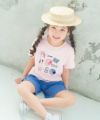 子供服 女の子 綿100％ 小物モチーフ 裾フリル Tシャツ ピンク(02) モデル画像全身