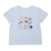 子供服 女の子 綿100％ 小物モチーフ 裾フリル Tシャツ ブルー(61) 正面