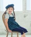 ベビー服 女の子 花柄 リボン 重ね着風 キャミソール ネイビー(06) モデル画像1