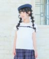 子供服 女の子 綿100％ チューリップ袖 カットソーTシャツ オフホワイト(11) モデル画像アップ