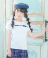 子供服 女の子 綿100％ チューリップ袖 カットソーTシャツ オフホワイト(11) モデル画像1