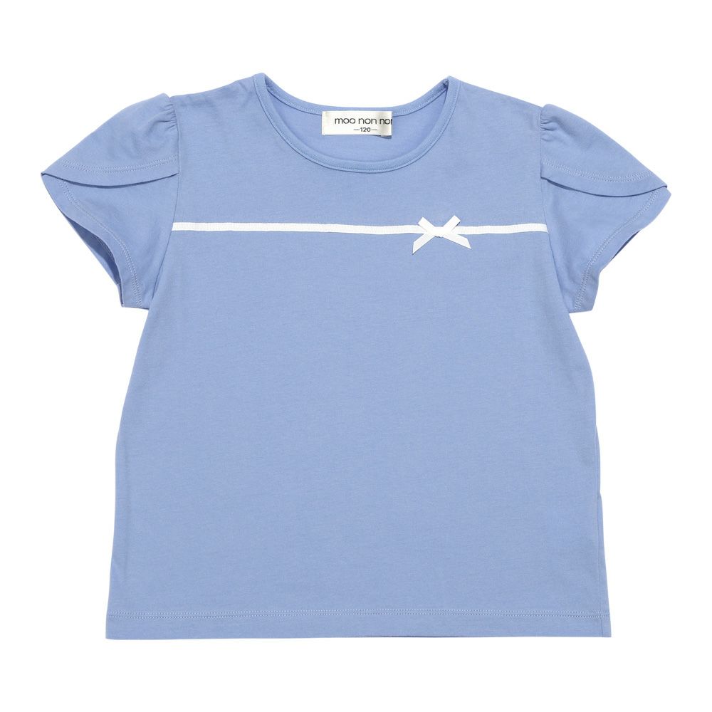 子供服 女の子 綿100％ チューリップ袖 カットソーTシャツ ブルー(61) 正面