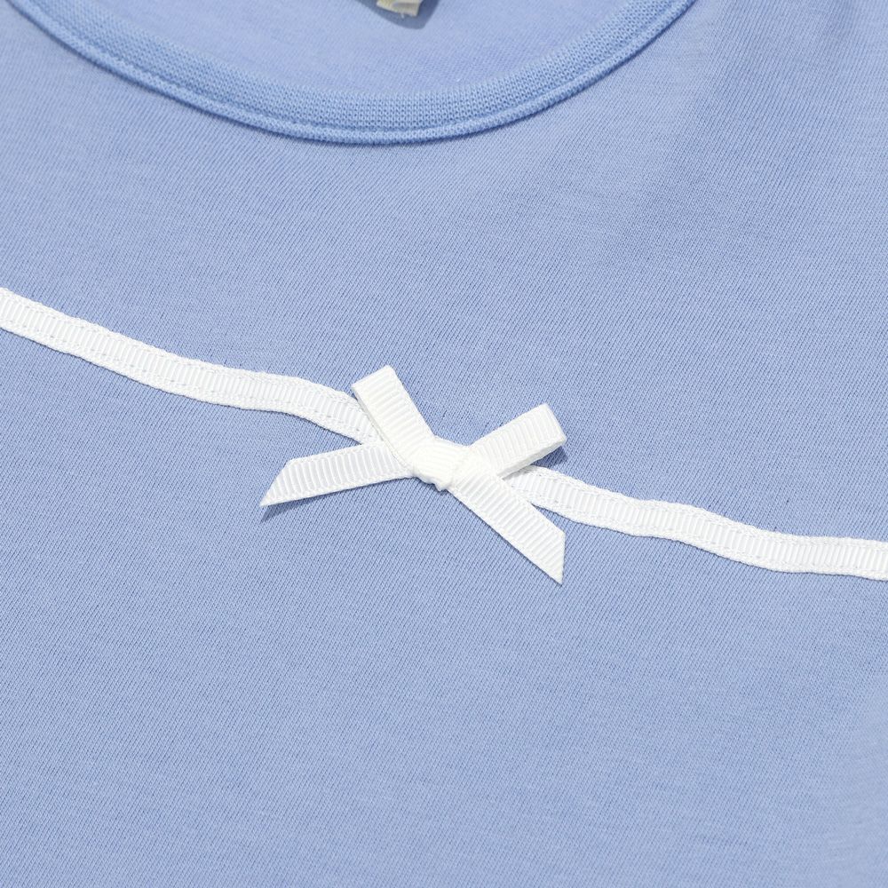 子供服 女の子 綿100％ チューリップ袖 カットソーTシャツ ブルー(61) デザインポイント2