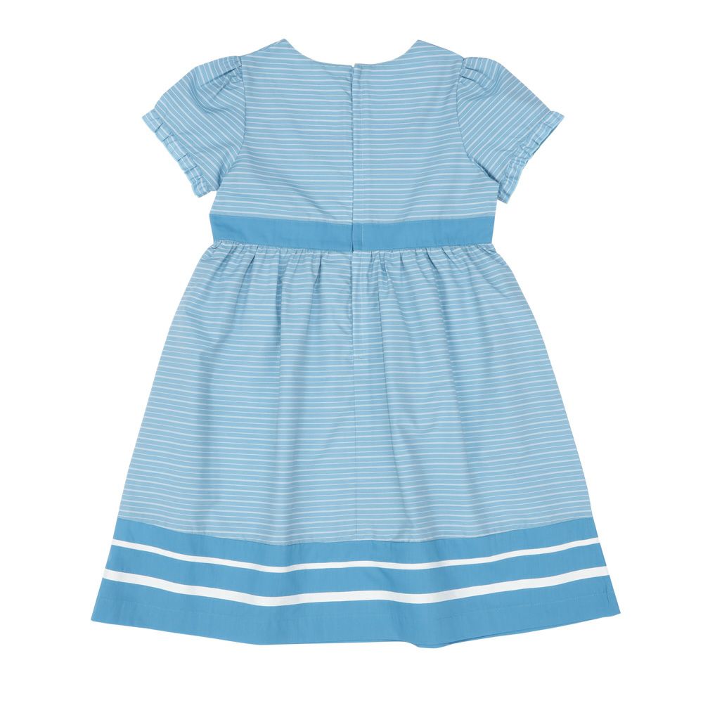子供服 女の子 発表会 結婚式 ボーダー柄 フリル袖 ワンピース ブルー(61) 背面
