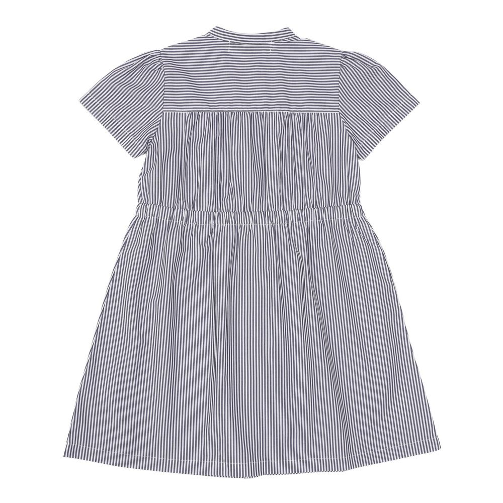 子供服 女の子 ストライプ柄 音符刺繍 前開きワンピース ネイビー(06) 背面