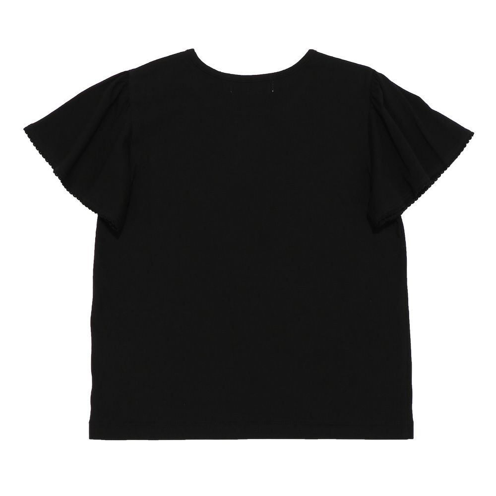 子供服 女の子 綿100％ リボンモチーフ ロゴ Tシャツ ブラック(00) 背面