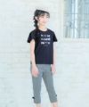 子供服 女の子 綿100％ リボンモチーフ ロゴ Tシャツ ブラック(00) モデル画像アップ