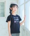 子供服 女の子 綿100％ リボンモチーフ ロゴ Tシャツ ブラック(00) モデル画像1