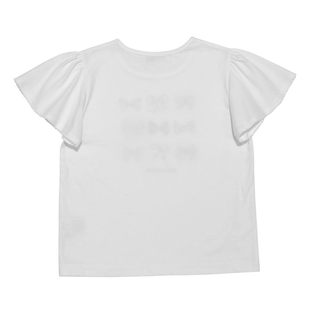 子供服 女の子 綿100％ リボンモチーフ ロゴ Tシャツ オフホワイト(11) 背面