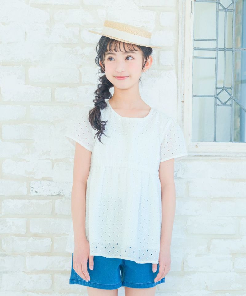 子供服 女の子 花柄レース Aライン Tシャツ